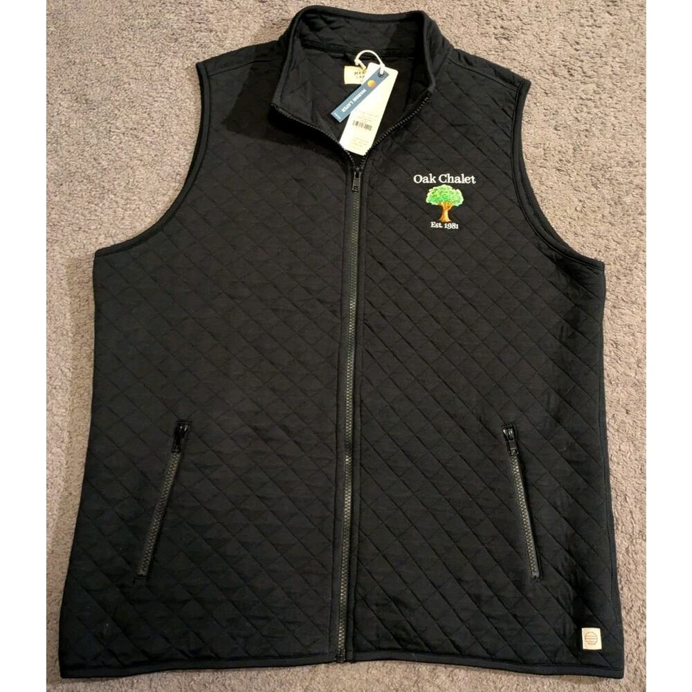 New with Tags! Marine Layer Corbett Black Full Zip Quilted Vest Men's Large
